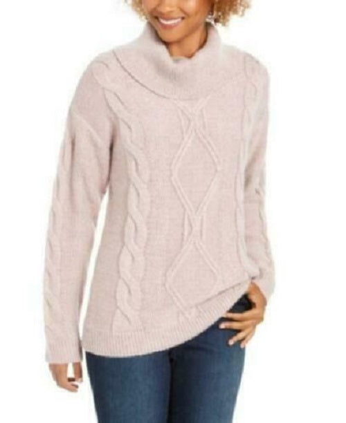 Suéter feminino Charter Club com decote careca e tricô com glitter, rosa, tamanho extrapequeno