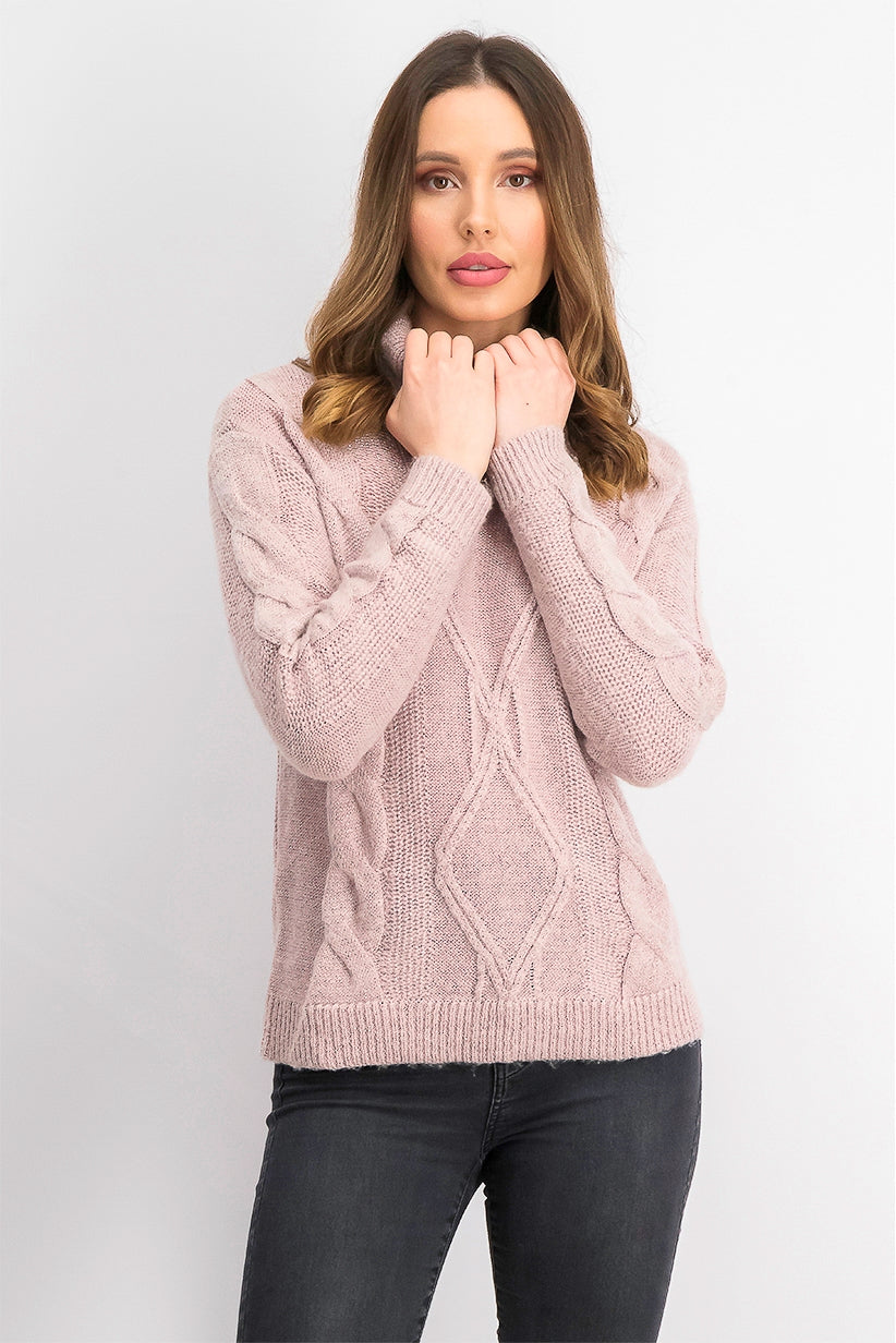 Suéter feminino Charter Club Petite Cable-Knit rosa tamanho médio