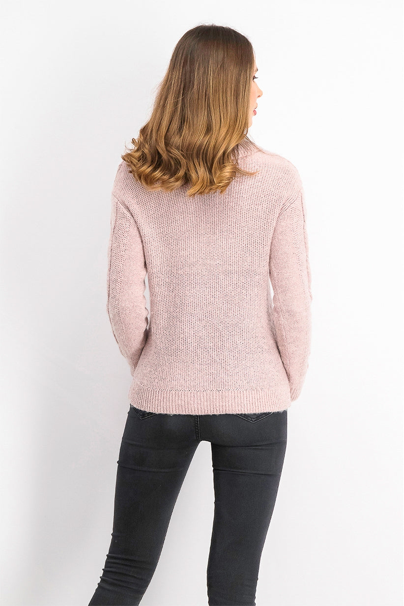 Suéter feminino Charter Club Petite Cable-Knit rosa tamanho médio