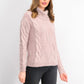 Suéter feminino Charter Club Petite Cable-Knit rosa tamanho médio