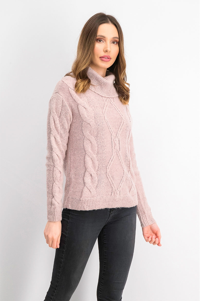 Suéter feminino Charter Club Petite Cable-Knit rosa tamanho médio
