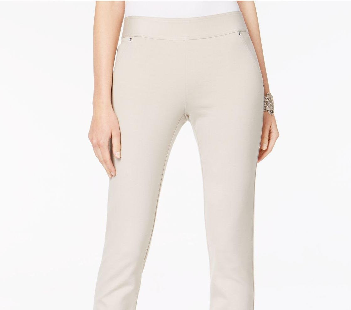 Calça skinny cropped feminina INC International Concepts Curvy Pull-On, bege, tamanho 10