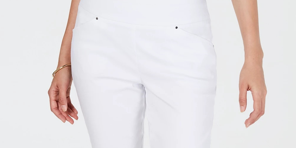 Calça skinny cropped feminina INC International Concepts Curvy Pull-On, bege, tamanho 6
