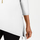 Blusa feminina JM Collection com bainha assimétrica e manga escada, branca, tamanho pequeno