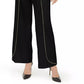 Calça feminina de crepe com tachas e pernas largas, preta, tamanho extragrande, da INC International Concepts