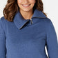 Karen Scott Suéter Feminino de Tricô de Algodão Azul Tamanho P