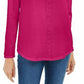 Karen Scott Suéter Feminino de Tricô de Algodão Rosa Tamanho X-G