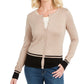 Karen Scott Cardigan Feminino Colorblock Bege Tamanho Grande