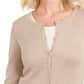 Karen Scott Cardigan Feminino Colorblock Bege Tamanho Grande