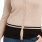 Karen Scott Cardigan Feminino Colorblock Bege Tamanho Grande