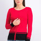Karen Scott Cardigan Feminino com Barra Colorida e Blocos Vermelho Tamanho Pequeno Médio
