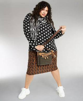 Blusa feminina plus size de bolinhas Alfani preta tamanho 1X