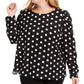 Blusa feminina plus size de bolinhas Alfani preta tamanho 1X