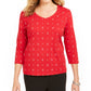 Karen Scott Blusa Feminina com Estampa de Âncora e Gola V Vermelha Tamanho P
