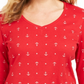 Karen Scott Blusa Feminina com Estampa de Âncora e Gola V Vermelha Tamanho P