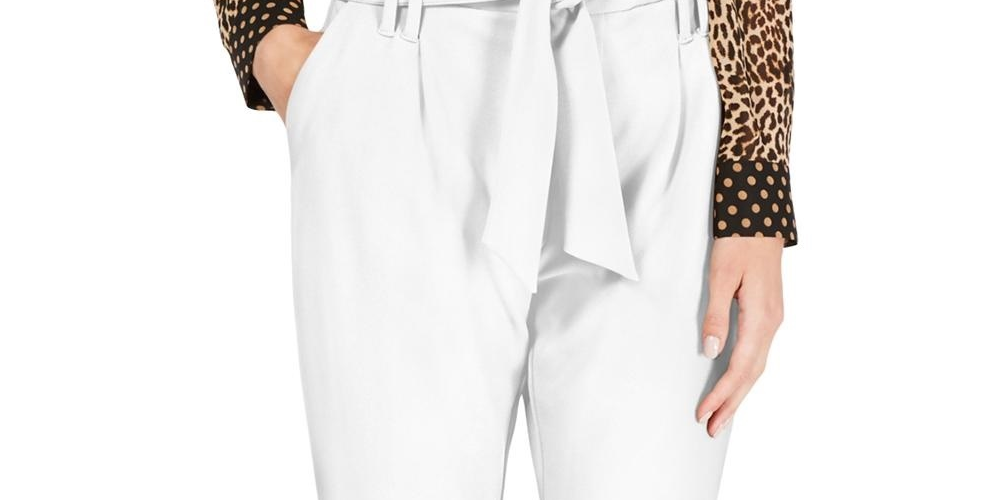 Calça feminina Paperbag com perna afunilada, tamanho 10, da INC International Concepts