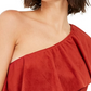 INC International Concepts Top feminino de camurça sintética com um ombro e babados, vermelho, tamanho grande
