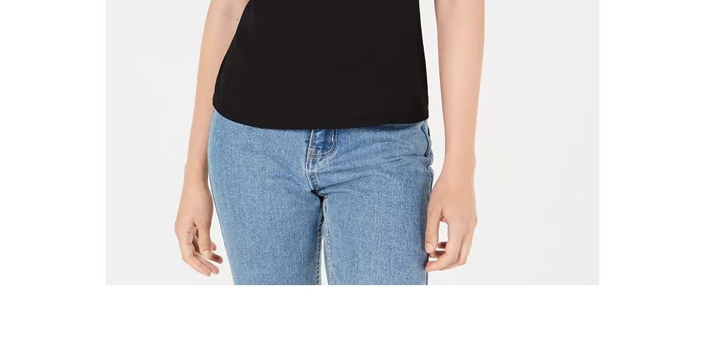 Camisola feminina Bar III com acabamento em renda e detalhes cruzados, preta, tamanho extragrande