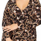 Blusa feminina com sobrepeliz e zíper estampado da INC International Concepts, preta, tamanho 4X
