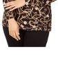 Blusa feminina com sobrepeliz e zíper estampado da INC International Concepts, preta, tamanho 4X