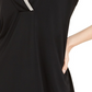 Blusa feminina Alfani com decote em V e detalhes, preta, tamanho grande