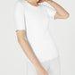 Blusa feminina Maison Jules com decote redondo e mangas curtas, branca, tamanho grande