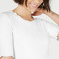 Blusa feminina Maison Jules com decote redondo e mangas curtas, branca, tamanho grande