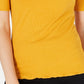 Blusa feminina Maison Jules com decote redondo e mangas curtas, amarelo escuro, tamanho P
