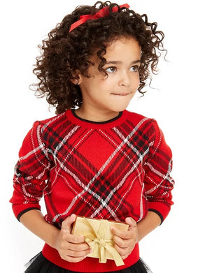 Charter Club Little Girls Xadrez Família Suéter Vermelho Tamanho 2T