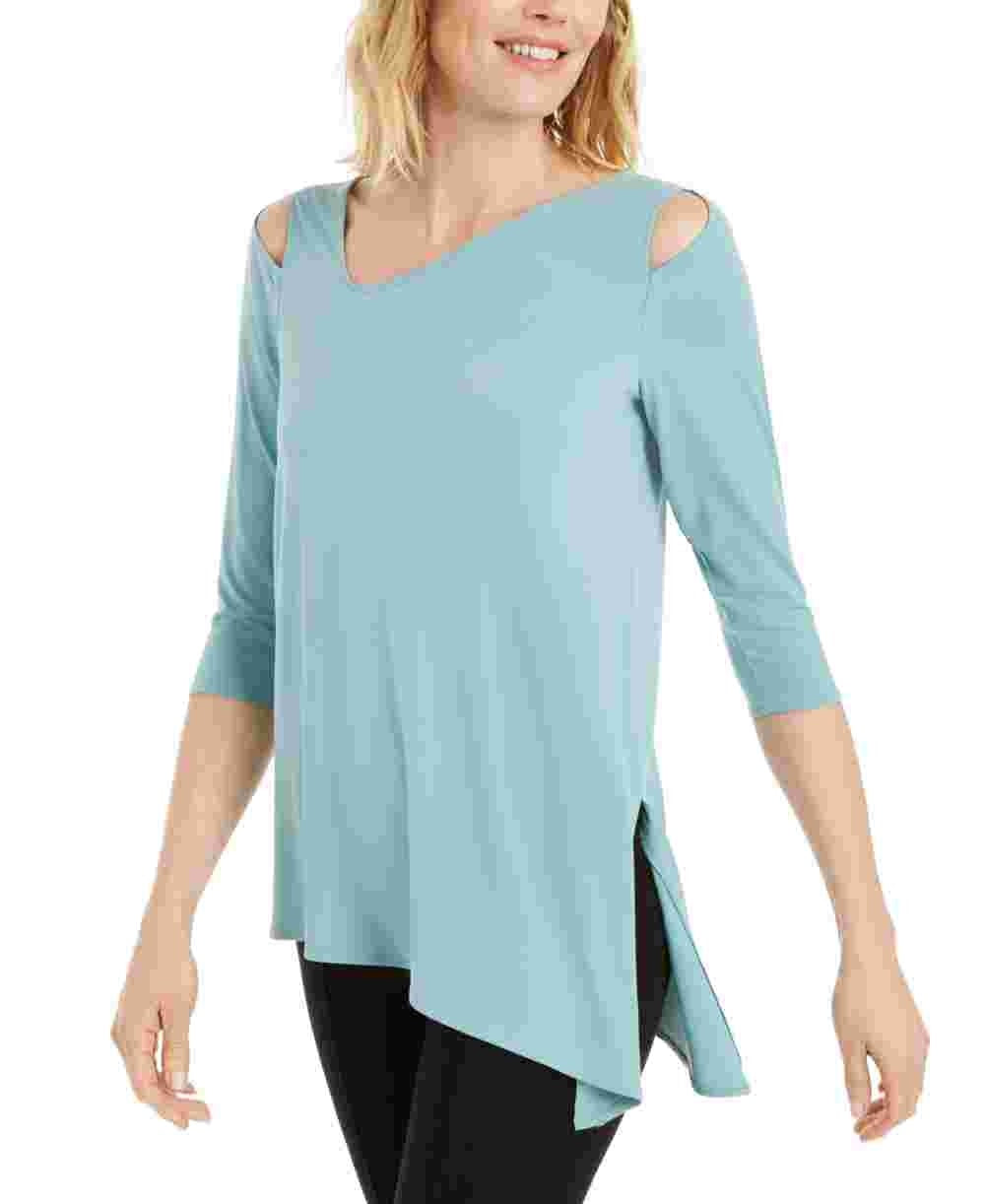 Blusa assimétrica com ombros descobertos Alfani feminina, verde, tamanho XX-G