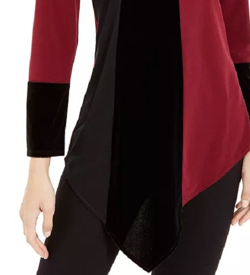 Blusa feminina Alfani Colorblock assimétrica vinho tamanho XX-G