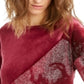 Blusa feminina Alfani com decote redondo e manga 3/4 vermelha e salpicada, tamanho grande