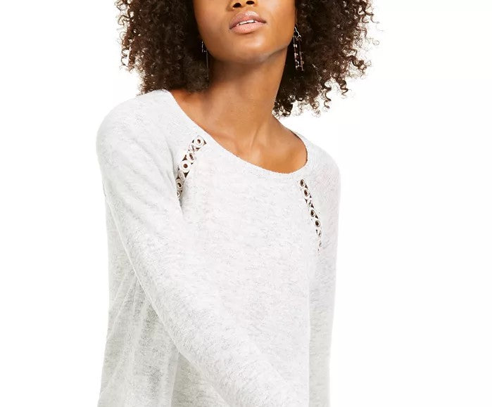 Suéter Peekaboo Grommet Feminino INC International Concepts Cinza Tamanho Grande