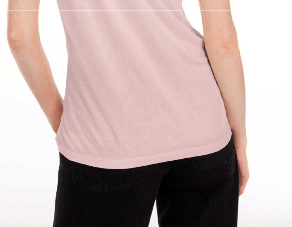 Camiseta feminina lisa com amarração nas costas Maison Jules, rosa, tamanho extragrande