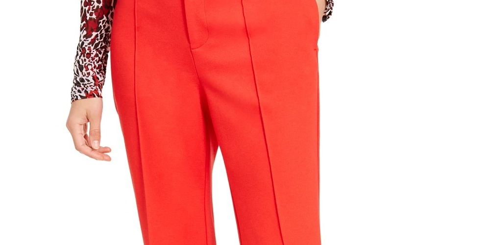 Calça flare feminina Bar III Cropped Kick vermelha tamanho 2