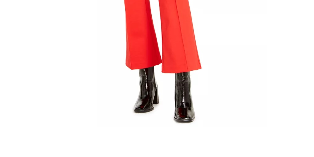 Calça flare feminina Bar III Cropped Kick vermelha tamanho 4