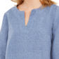 Blusa de linho com bainha desfiada feminina Charter Club, azul-marinho, tamanho X-S