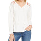 Blusa feminina bordada com ombros de fora, tamanho natural, pequena, estilo &amp; co