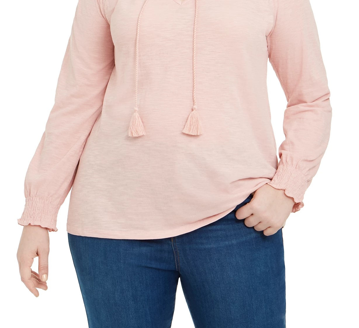 Blusa camponesa bordada de gaze de algodão plus size Style &amp; Co feminina, rosa, tamanho 2X