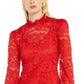 Blusa de renda feminina INC International Concepts, vermelha escura, tamanho extra pequeno