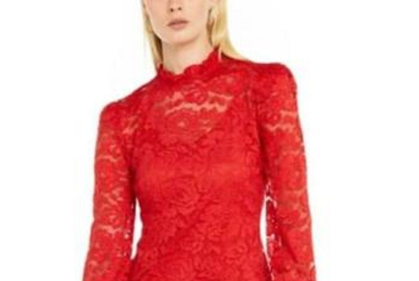 Blusa de renda feminina INC International Concepts, vermelha escura, tamanho extra pequeno