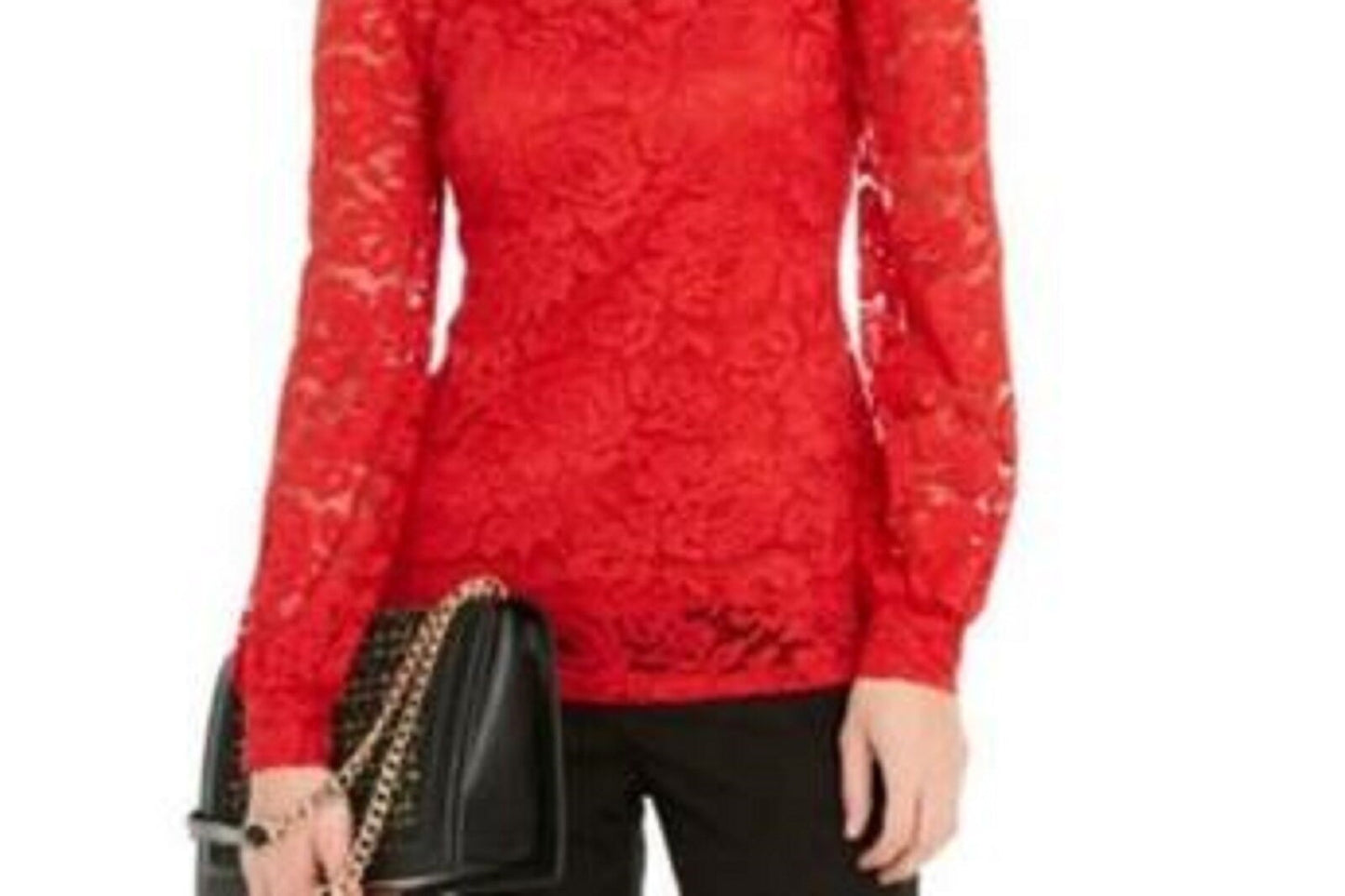 Blusa de renda feminina INC International Concepts, vermelha escura, tamanho extra pequeno