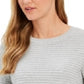 Blusa feminina Charter Club mesclada, manga comprida, gola redonda, cinza, tamanho pequeno