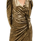 Vestido envelope de veludo com manga bufante feminino INC International Concepts, tamanho médio, dourado