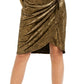 Vestido envelope de veludo com manga bufante feminino INC International Concepts, tamanho médio, dourado