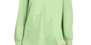 Blusa feminina Alfani com decote em V, verde, tamanho médio