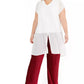 Blusa túnica feminina Alfani com abertura frontal, branca, tamanho 1X