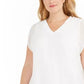 Blusa túnica feminina Alfani com abertura frontal, branca, tamanho 1X