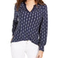 Top feminino estampado com decote dividido azul tamanho XX-G