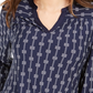 Top feminino estampado com decote dividido azul tamanho XX-G